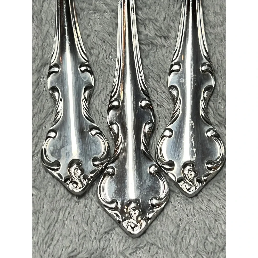 Eldan Japan Rococo Stainless Steel Serving‎ Utensils Set 3 Ornate Floral Vintage